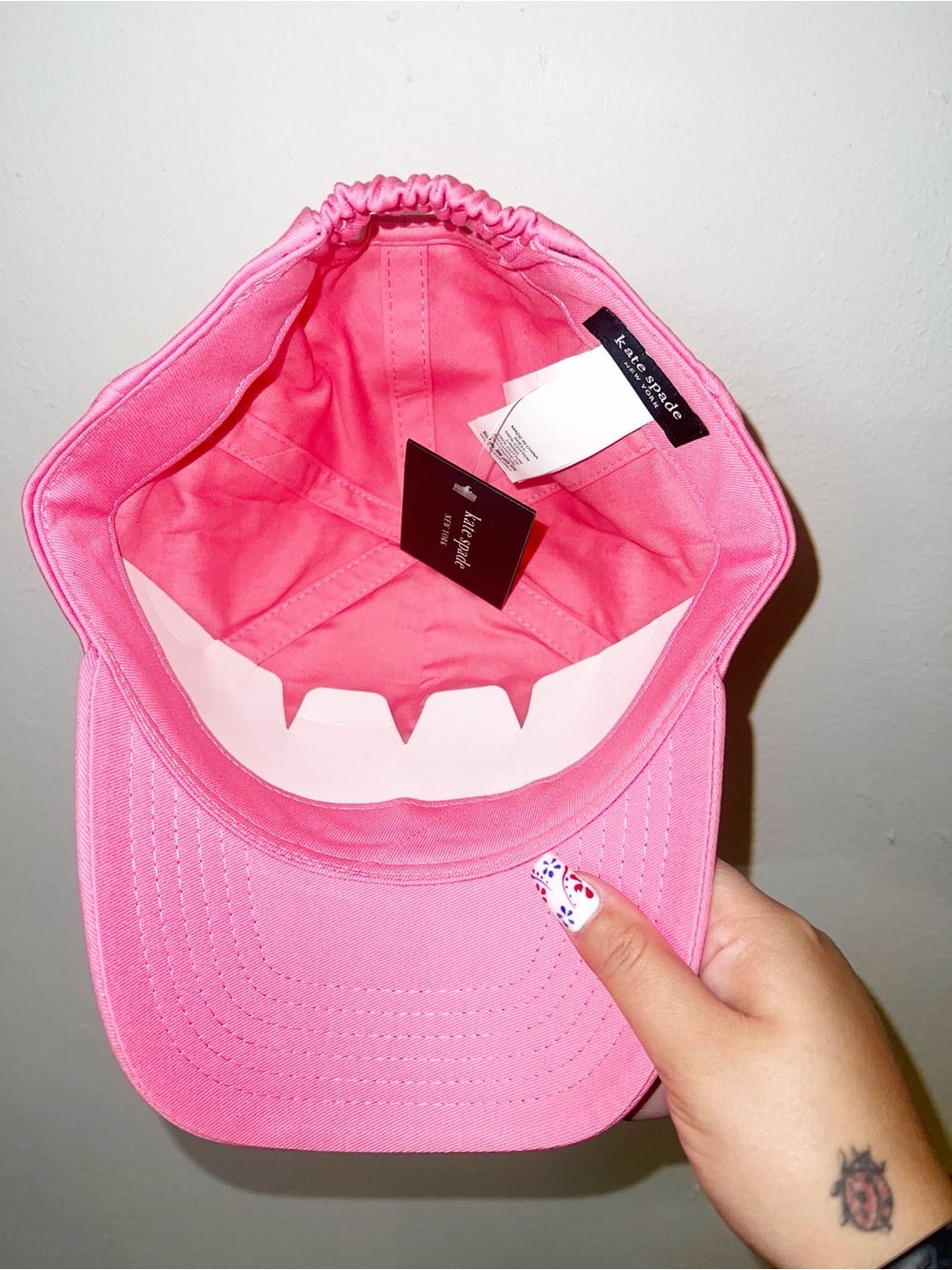 kate spade Strawberry Shake Pink Cotton Logo Baseball Cap - Picture 5 of 9